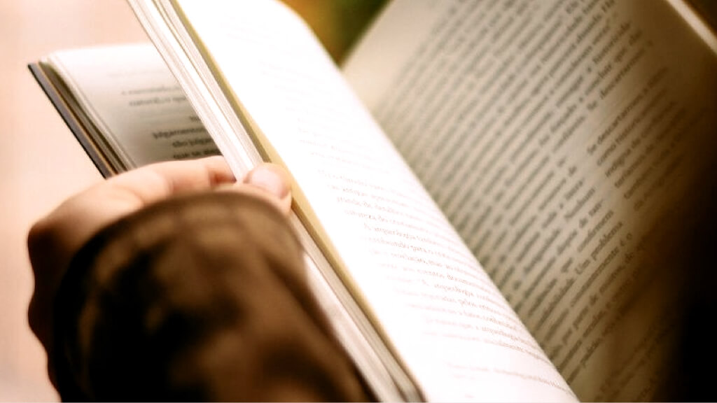 closeup of person flipping through book